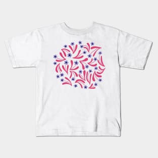 Ditsy boho blooms in pink and blue Kids T-Shirt
